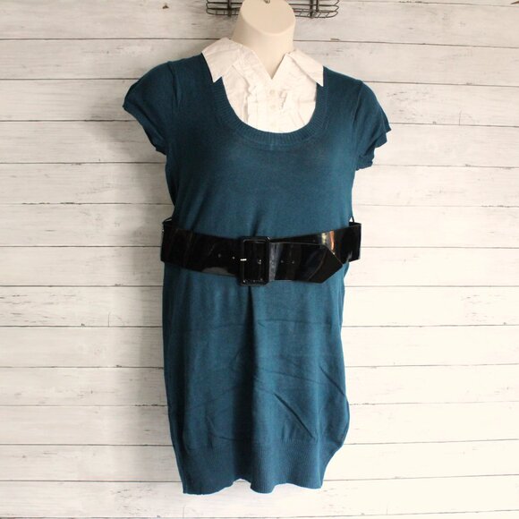 Derek Heart Vintage Tunic Sweater Plus Size 3X Short Sleeve Belted - Picture 1 of 6